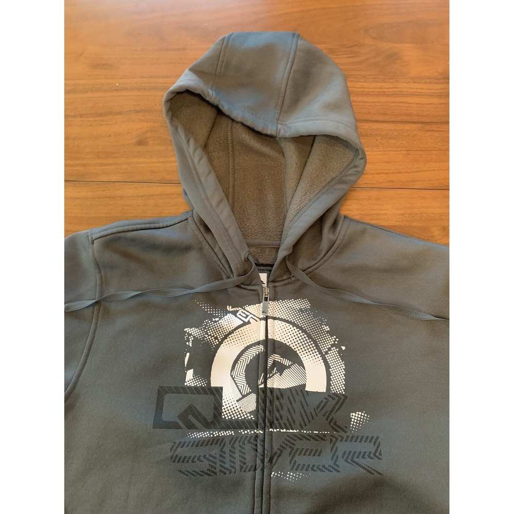 Quiksilver Hoodie Jacket Mens Large Full Zip Fleece Gray Y2K Skater Surf